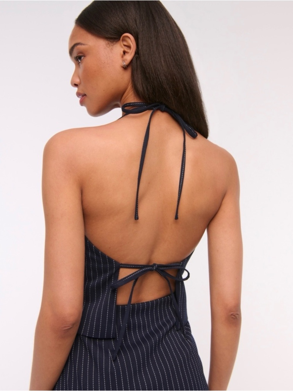 Abercrombie & Fitch Navy Pinstripe Halter Top - Picture 5 of 5